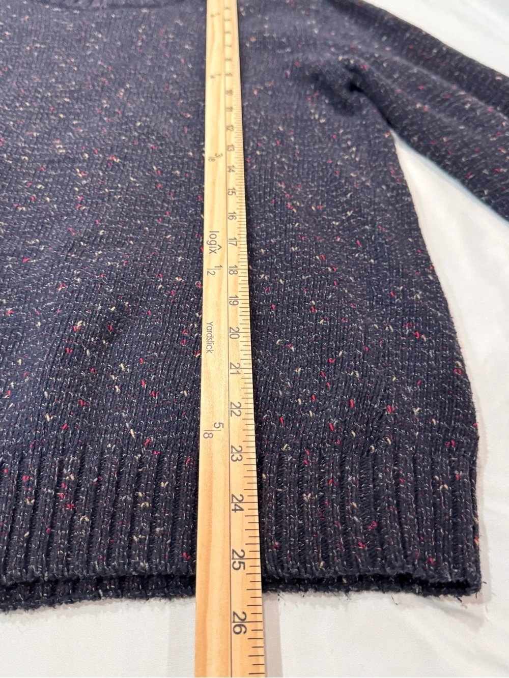 Zara Man Speckled Fleck Knit Crewneck Sweater Navy Blue Multicolor Size Medium
